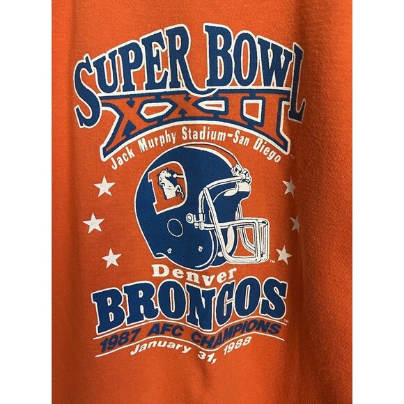 Vintage Denver Broncos Men's M/L Super Bowl XXII 1988 Sweatshirt Made in USA - Picture 2 of 7